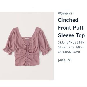 Abercrombie Cinched Puff Sleeve Top